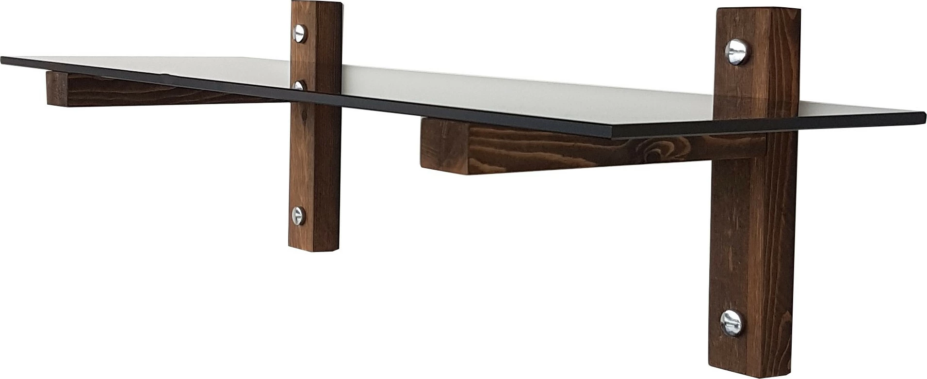 Raft muri Hanah Home, R101, xham i temperuar, kornizë druri, ngjyrë arre dhe fume, 85x25x25cm