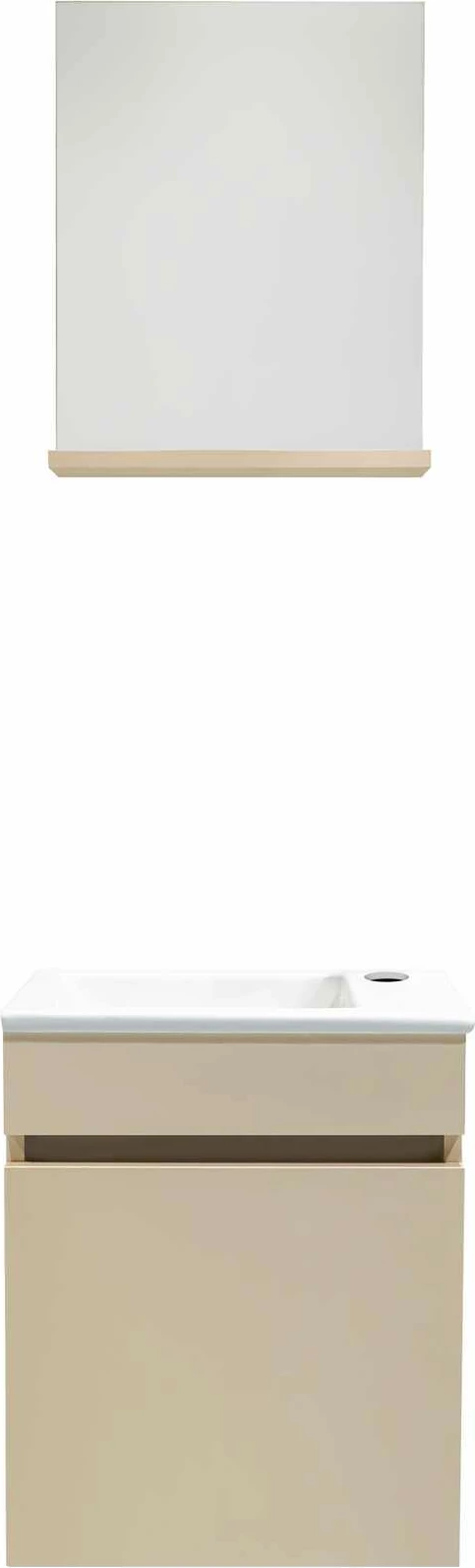 Dollap banjoje, ngjyrë mink, Skye Decor, me lavaman dhe pasqyrë