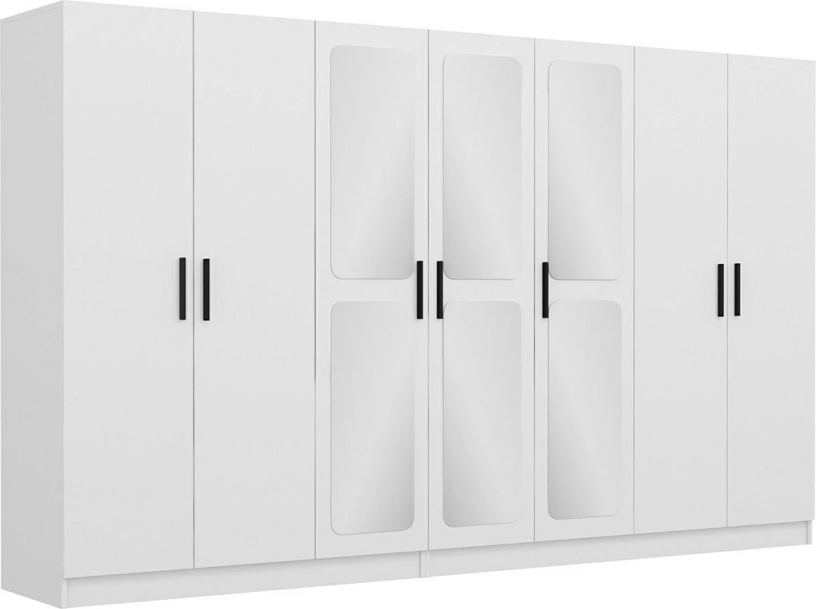 Dollap i bardhë për dhomë gjumi, Skye Decor, Kale - 2445, me shumë rafte, 315x190x52cm