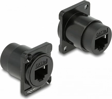 Modul paneli DeLOCK D-Type RJ45 Cat.6A, femër-femër, i zi