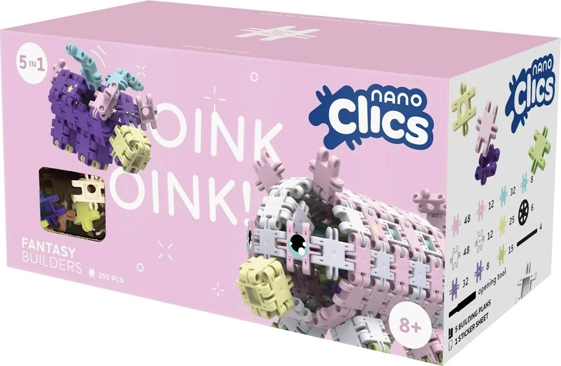 Blloqe ndërtimi Nano Clics Fantasy Builders, 250 pjesë, për fëmijë 8+
