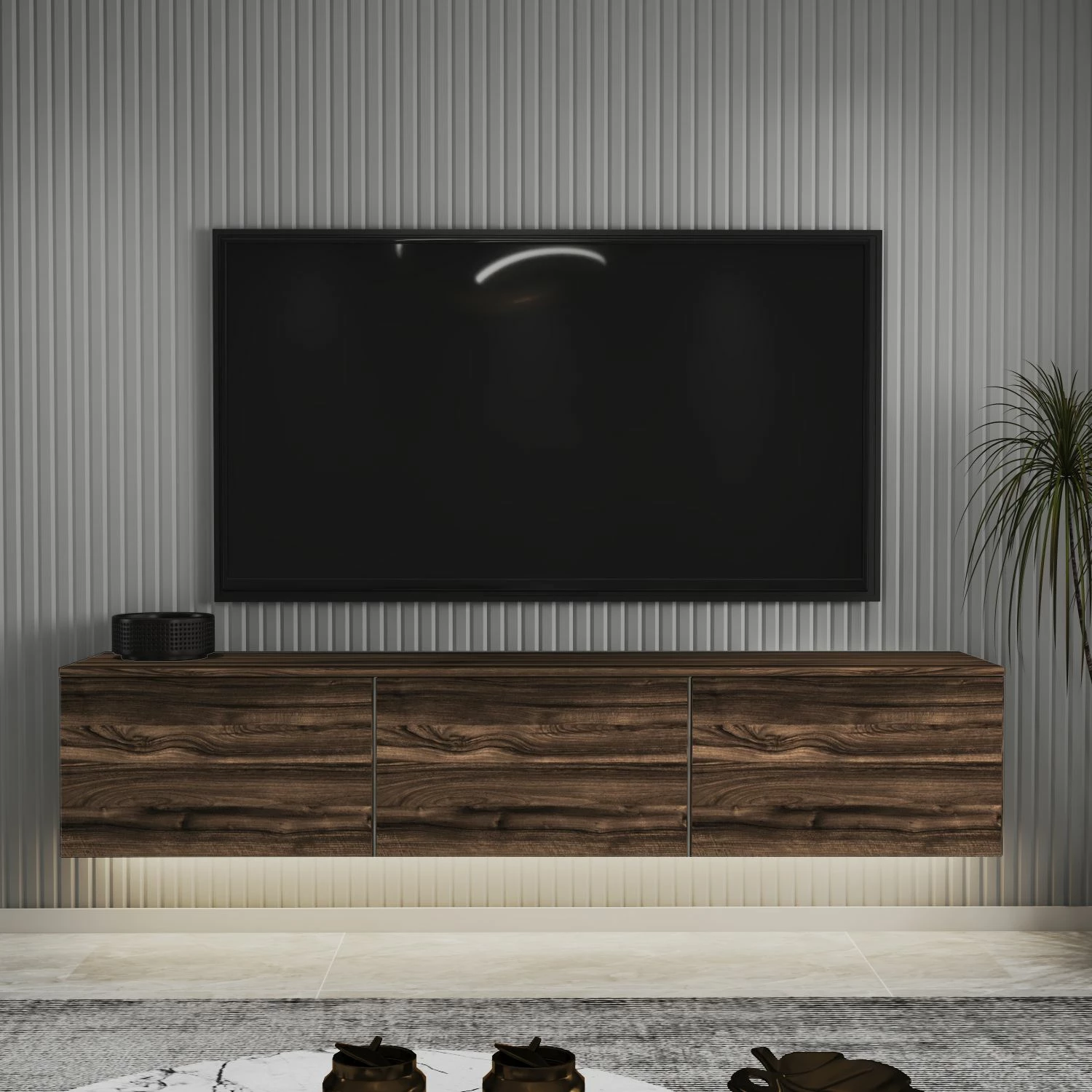Komodë TV Skye Decor, ngjyrë kështjelle, Neon