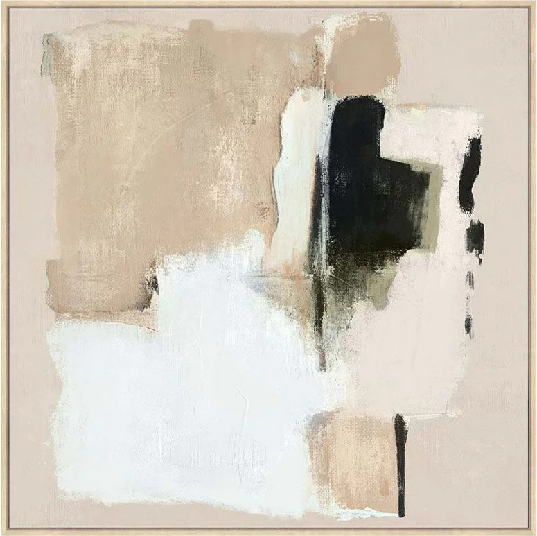 Pikturë dekorative UNSEEN SHADOWS me kornizë, 80x80x4cm, kanavacë, bezhë-bardhë