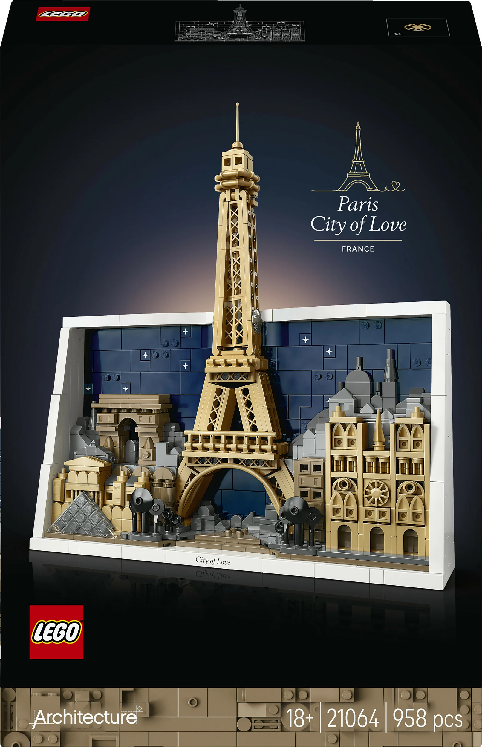 Set ndërtimi LEGO Architecture Paris City of Love 21064, 958 copa, multikolor