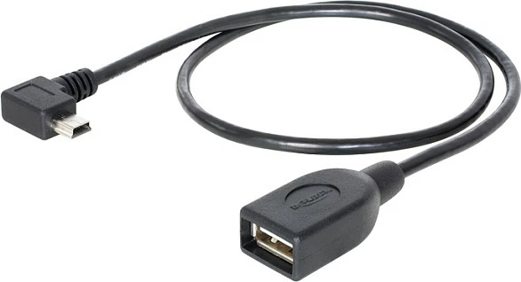 Kabl USB DeLOCK Mini-USB (këndi) në USB-A femër OTG, USB 2.0, 50 cm, i zi