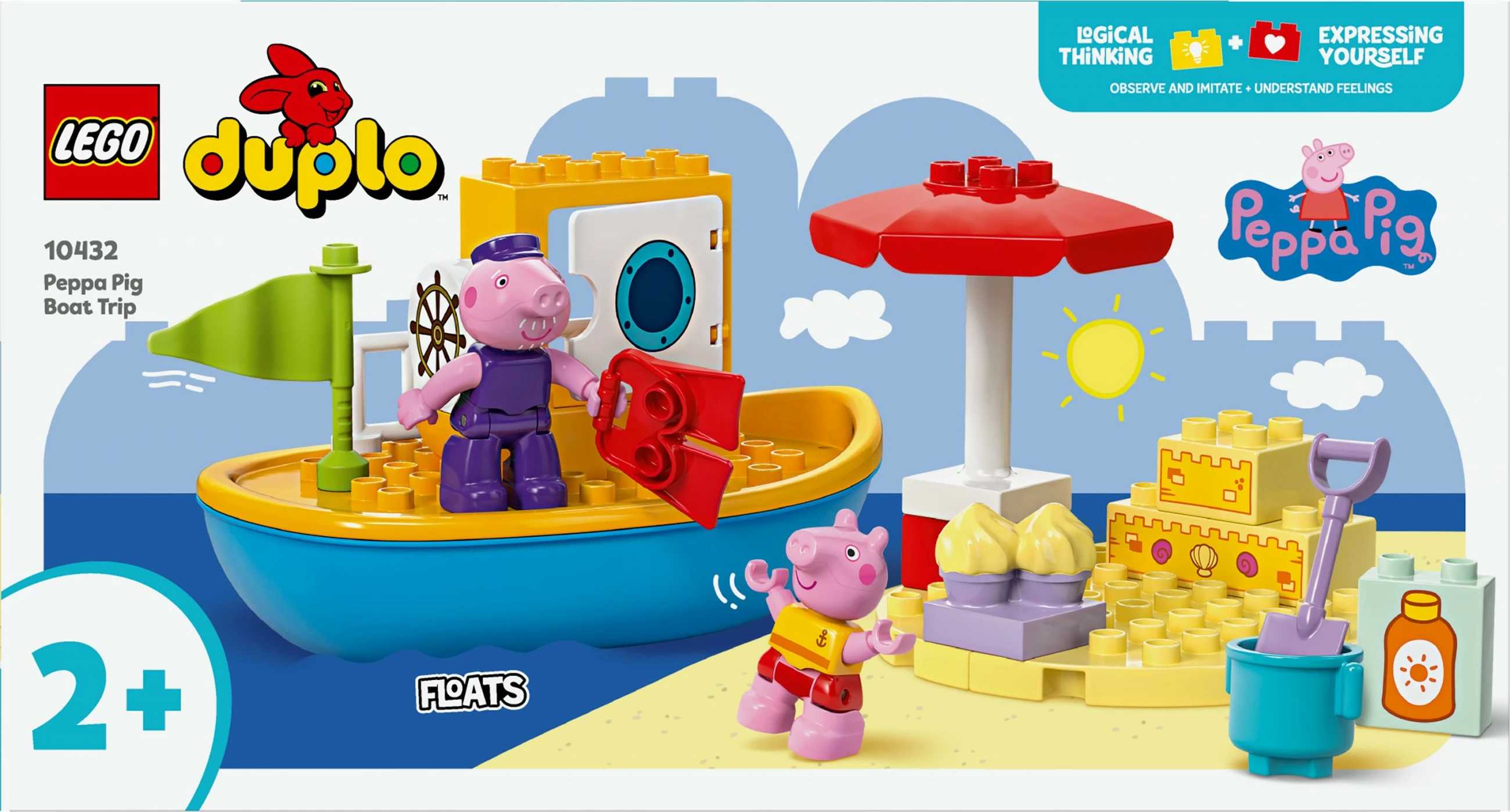 Set ndërtimi LEGO DUPLO 10432 Peppa Pig Boot Trip, 23 pjesë, multikolor