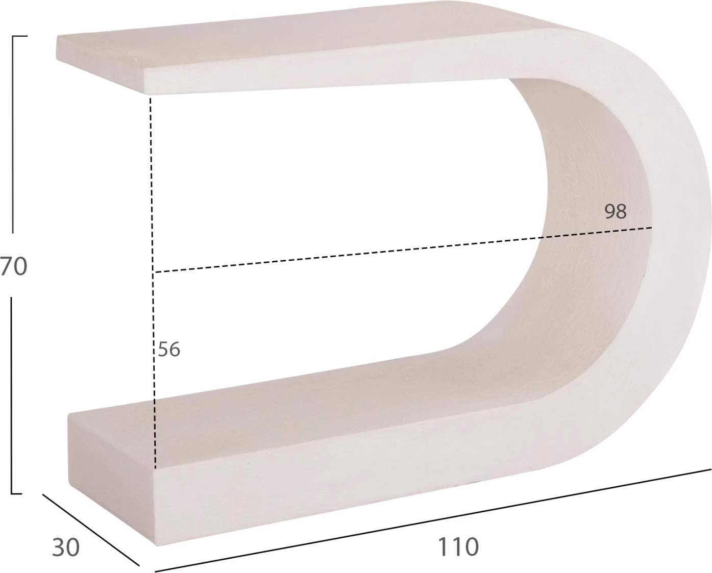 Konsolë Santorini MDF, ngjyrë off-white, 110x30x70 cm