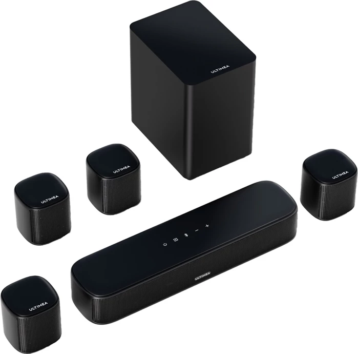 Soundbar Ultimea Aura A40 7.1 Virtual Surround, 330 W, me subwoofer 4" dhe 4 altoparlantë