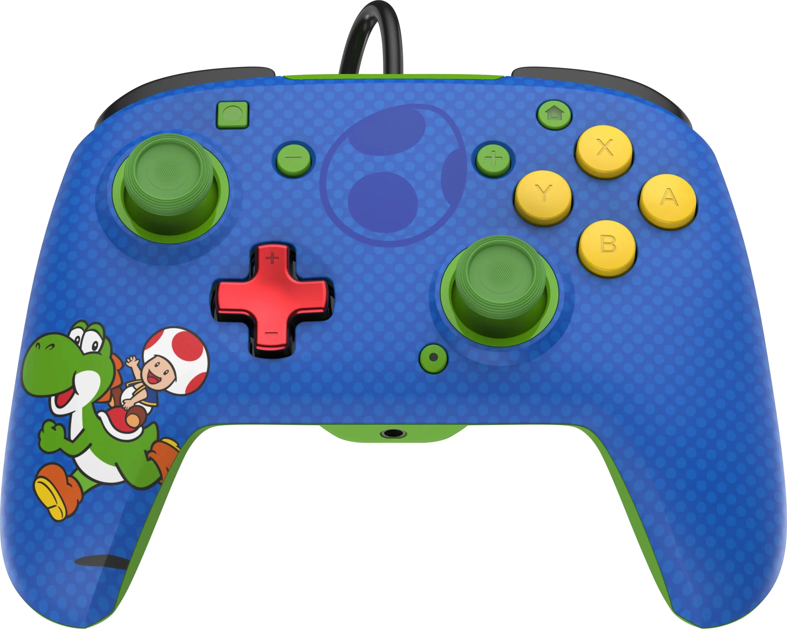 Kontroller me kabllo PDP Rematch Toad & Yoshi për Nintendo Switch, 3.5mm audio jack, butona prapa, blu/jeshil