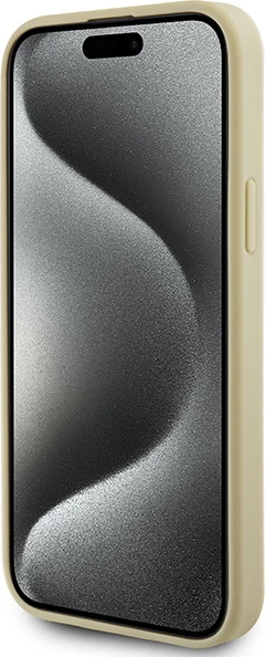 Mbështjellës Guess 4G Strass Metal Logo për iPhone 15, Gold