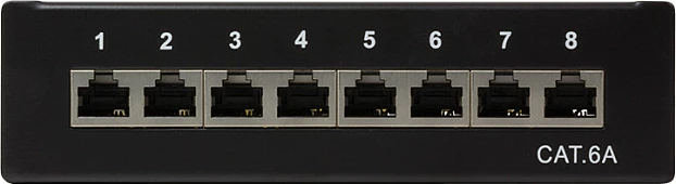 Patch panel desktop LogiLink, 8 porta RJ45, Cat6A STP, e zezë