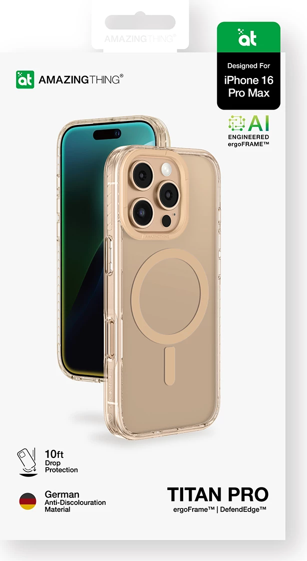 Mbështjellës AmazingThing Titan Pro Mag me unazë magnetike për iPhone 16 Pro Max, Rozë e artë
