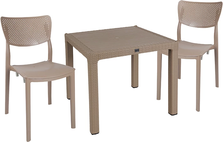 Tavolinë me karrige Explore-Ignite set 3 pjesë PP kapuçino 90x90x73.5cm