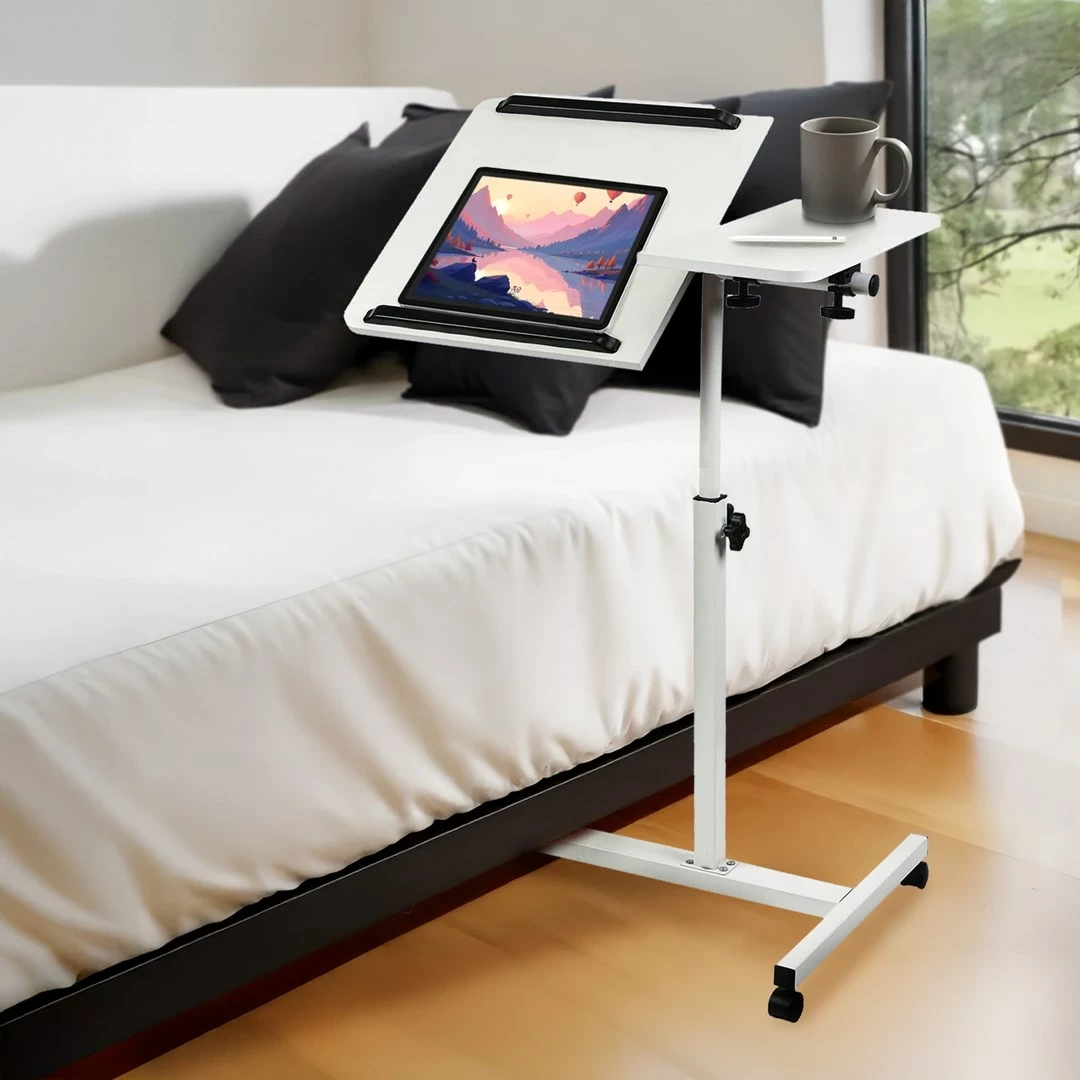 Tavolinë mobile Maclean MC-121 W, për laptop, rregullim lartësie 59-89cm, e bardhë