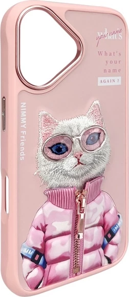 Mbështjellës Nimmy Cool&Cute 2.0 Cat për iPhone 16 6.1", hardcase, Rozë