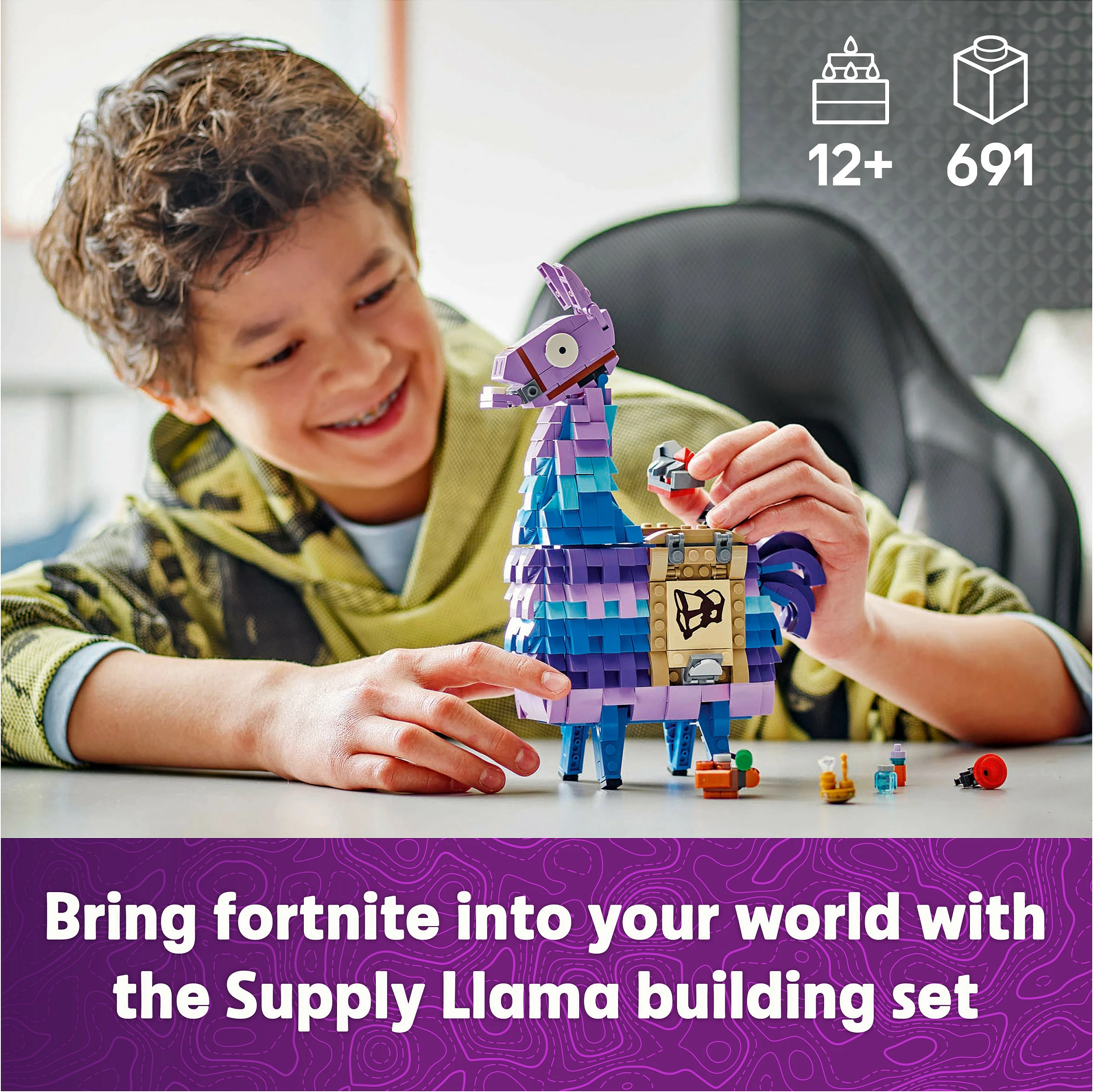 Set ndërtimi LEGO Fortnite Supply Llama 77071, 691 pjesë, shumëngjyrësh