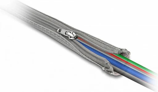 Mbështjellës i thurur për kabllo DeLOCK 3 m x 30 mm, me zip, rezistent në nxehtësi, gri