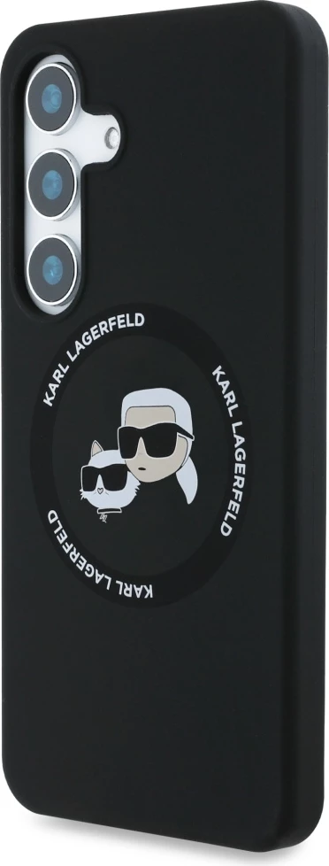 Mbështjellës Karl Lagerfeld Silicone Double Heads And Circle MagSafe për Samsung Galaxy S25 Plus, i zi