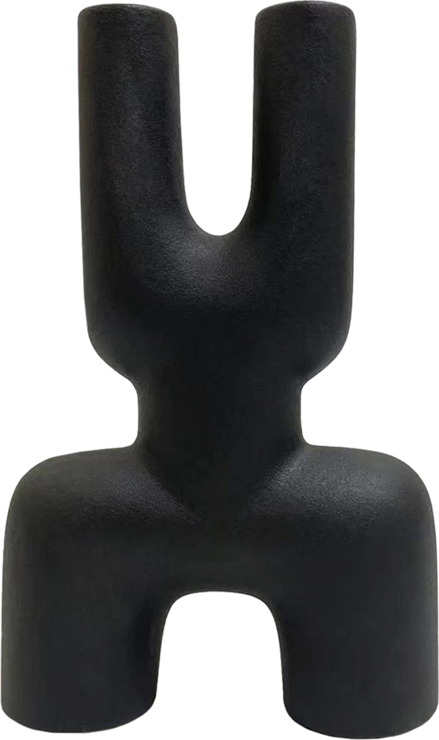 Dekor tavoline prej qeramike, ngjyrë e zezë mat, 15.5x6x23.5H cm