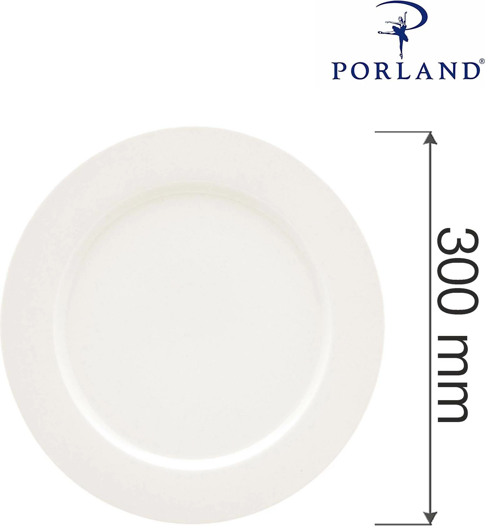 Pjatë e sheshtë Porland Dove Ø300 mm, porcelan, krem, set 6 copë