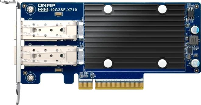 Kartë rrjeti QNAP QXG-10G2SF-X710 10GbE, 2 porta SFP+ (10G/1G), PCIe Gen3 x8, fanless, paketë 3 kllapa