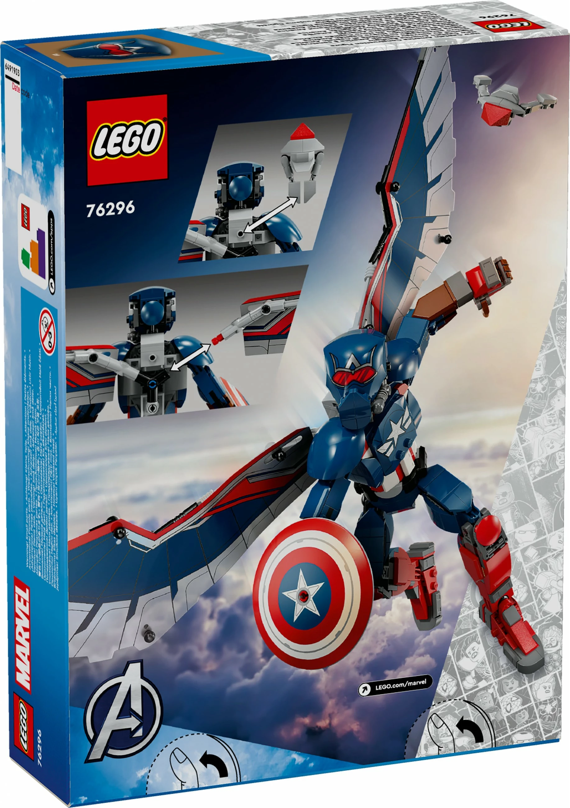 Set ndërtimi LEGO Marvel 76296 New Captain America, shumëngjyrësh