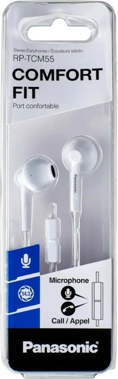 Kufje Panasonic RP-TCM55E-W me mikrofon, in-ear, të bardha