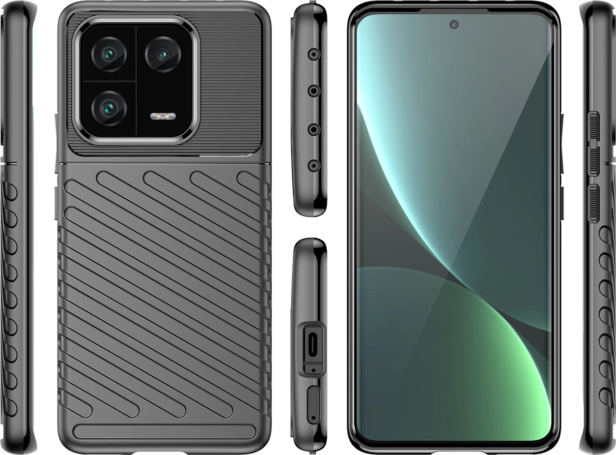 Mbështjellës Hurtel Thunder Case për Xiaomi 13 Pro, TPU, zi
