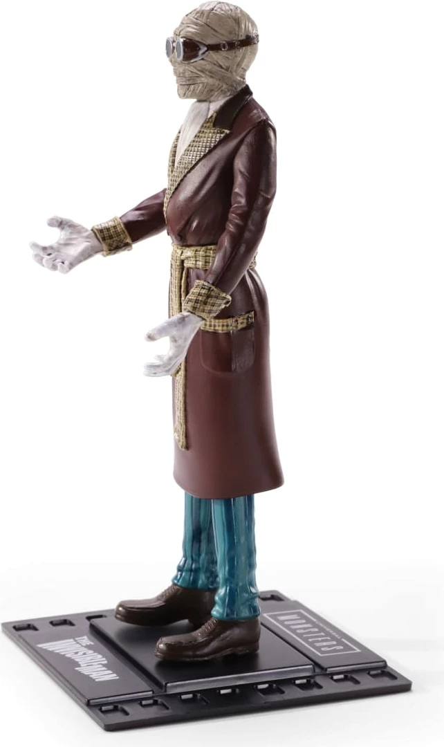 Figurinë koleksionuese e lakueshme NOBLE COLLECTION Bendyfigs Universal Monsters The Invisible Man 19 cm, me stand