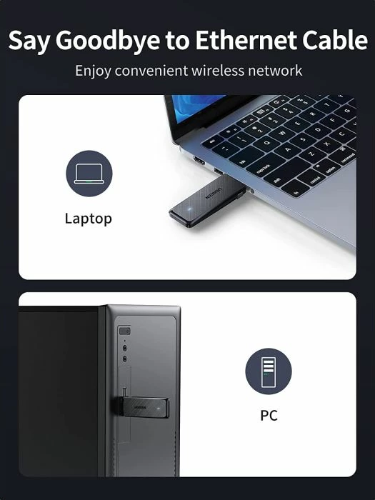 Adapter USB WiFi UGREEN AC1300 MPN 50340 1300Mbps Dual Band 2.4/5GHz USB 3.0 i zi