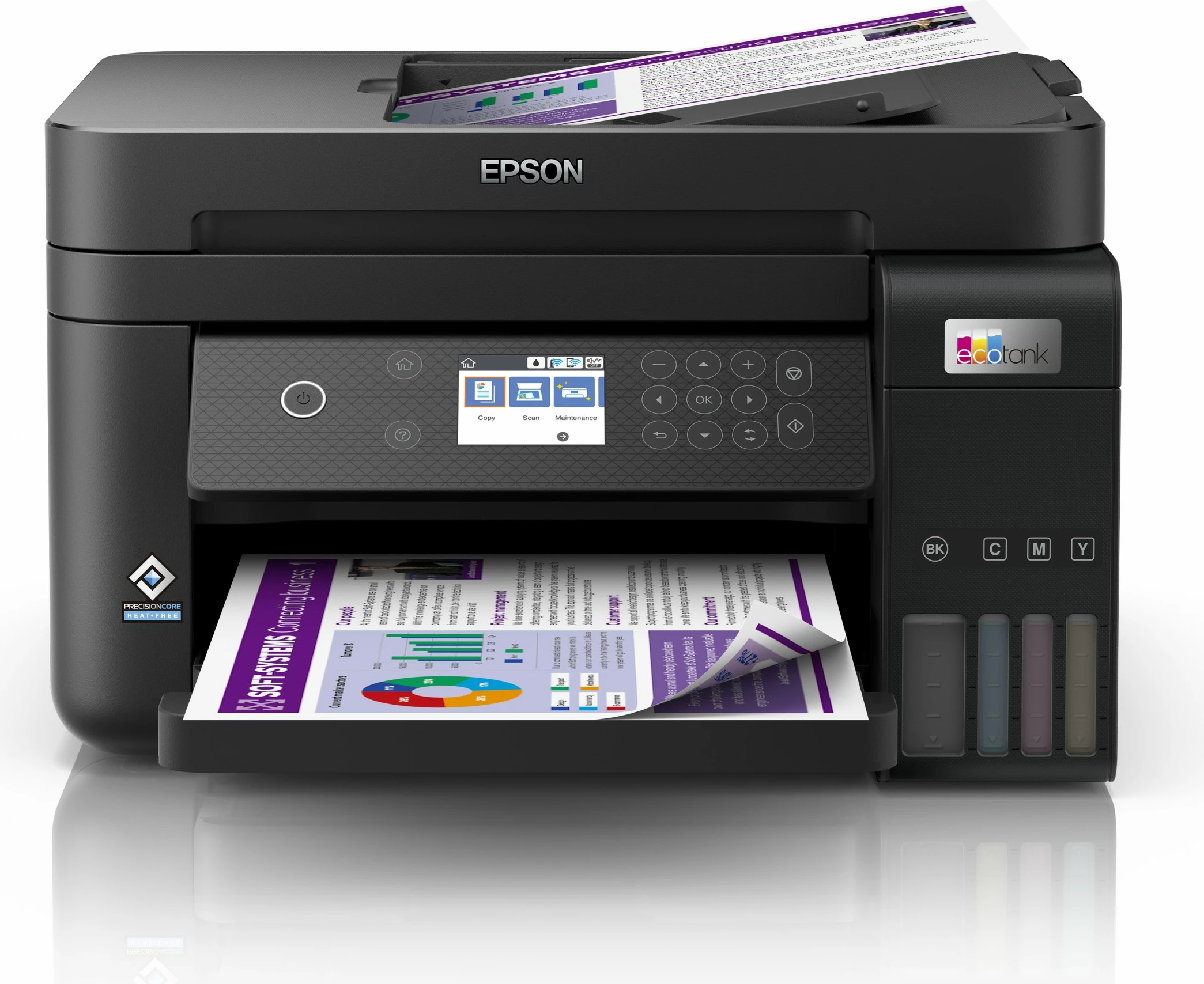 Printer multifunksional Epson EcoTank ET-3850, ngjyrë, A4, Wi-Fi, LCD, i zi
