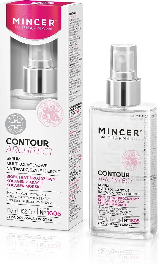 Serum kolagjeni për fytyrë, qafë dhe dekolte Mincer Pharma Contour Architect Multilevel No.1605 për femra, 100ml