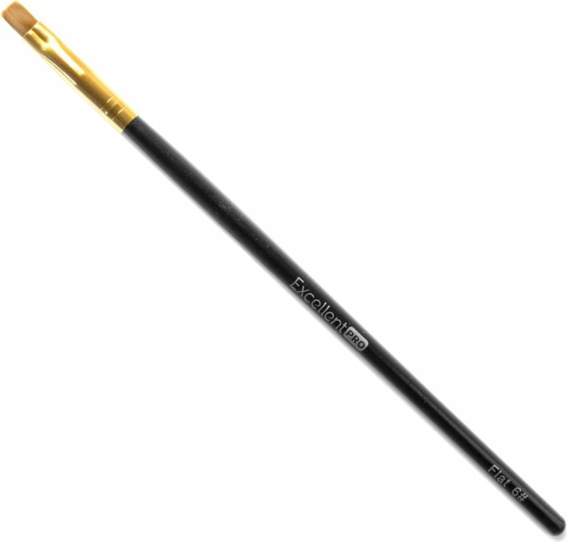 Furçë për thonj për femra Excellent PRO Gel Brush Flat #6, e zezë, 1 copë