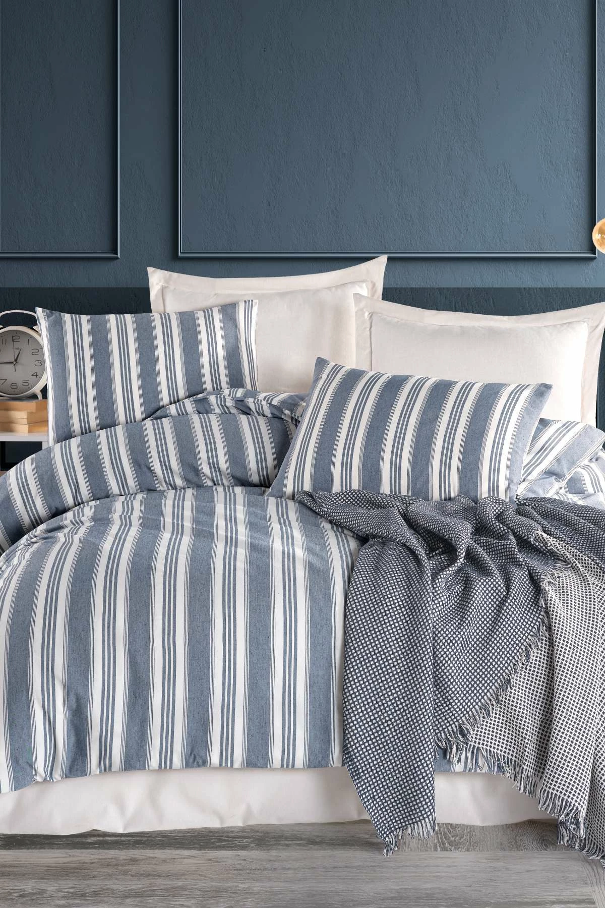 Set mbulesë për jorgan dopio, L'essentiel, Soft Line, ngjyrë navy
