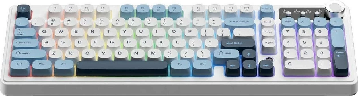 Tastierë wireless Ajazz AF98 PLUS, 98%, RGB, Bluetooth/2.4GHz/USB-C, e bardhë