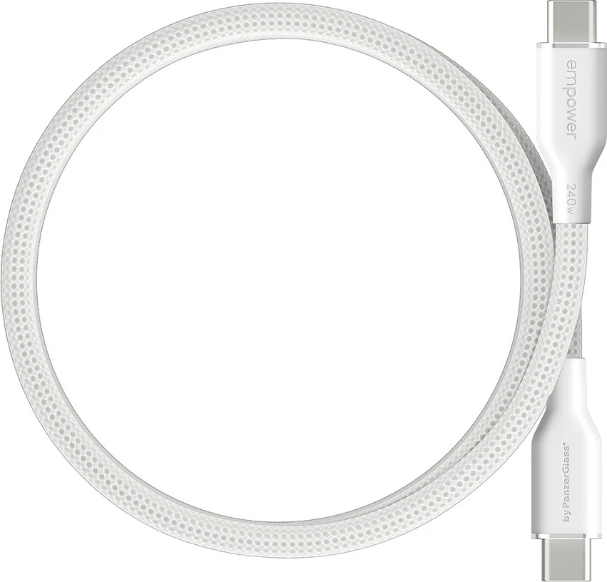 Kabllo USB-C në USB-C PanzerGlass empower Magnetic, 240W, USB 2.0, 1.5m, e bardhë