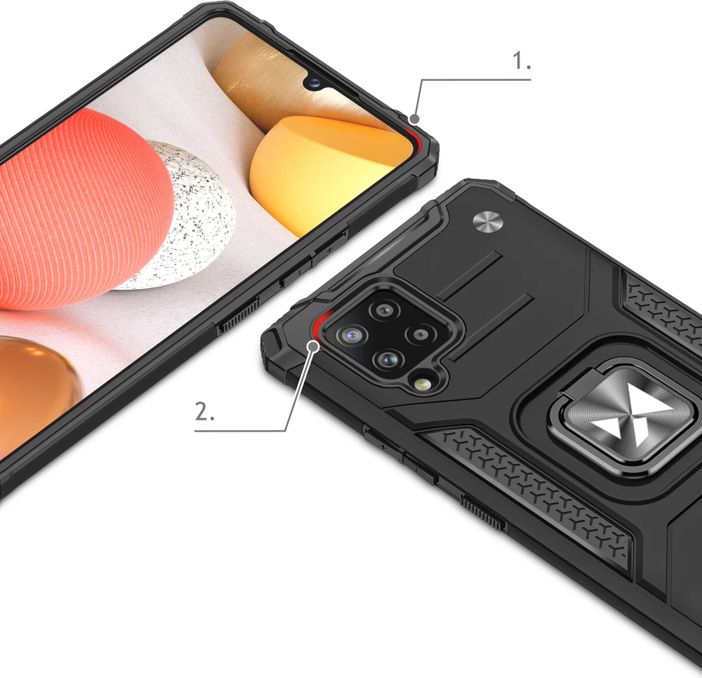 Mbështjellës Wozinsky Ring Armor me këmbalec dhe unazë, për Samsung Galaxy A42 5G, Kuq