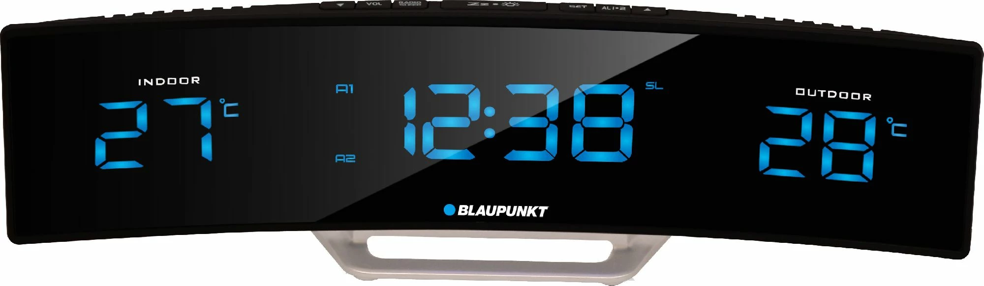 Orë alarm me radio Blaupunkt CR12BK, FM PLL, 2 alarme, 10 memorje stacionesh, termometër brenda/jashtë, Zezë