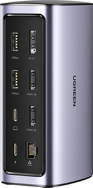 HUB multifunksional Ugreen CM555 12-në-1, USB-C, HDMI, DP, RJ45, SD/TF, Gri