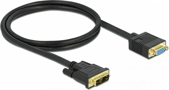 Kabllo adapter DeLOCK DVI-I (12+5) në VGA (D-Sub), 1 m, e zezë