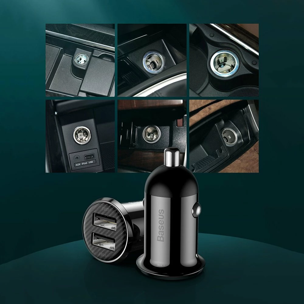 Karikues veture Baseus Grain Pro CCALLP-02, 2x USB-A, 4.8A, Bardhë
