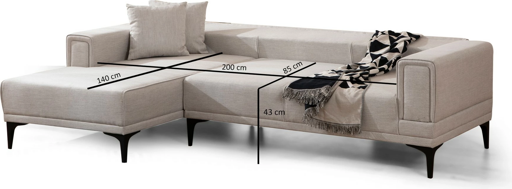Kënd divan-krevat Atelier del Sofa, Horizon majtas, ngjyrë ecru