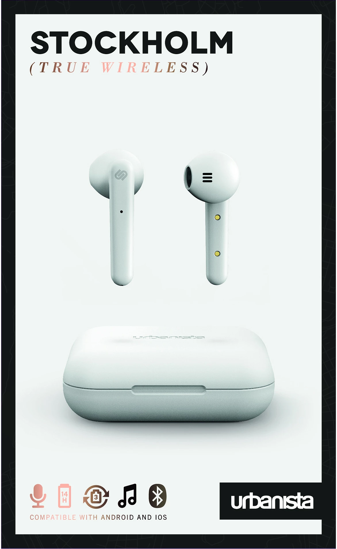 Kufje Urbanista Stockholm, true wireless, Bluetooth 5.0, in-ear, 14h, të bardha