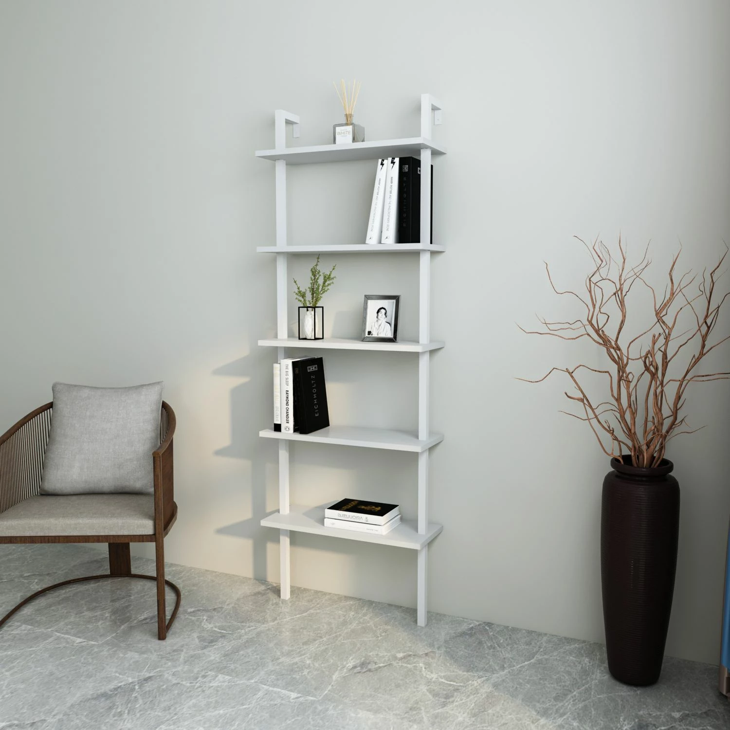 Raft librash Hanah Home, Piante, i bardhë