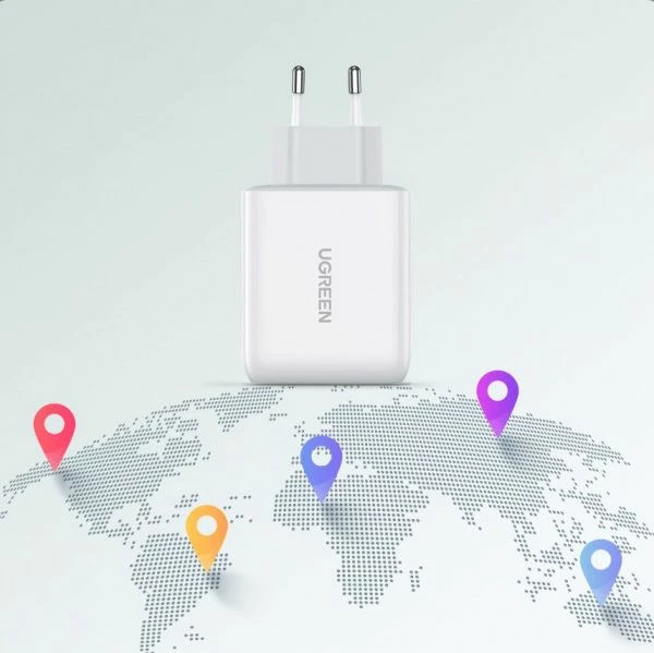 Karikues muri Ugreen 56562 36W, 1x USB-A + 1x USB-C, QC/PD, i bardhë