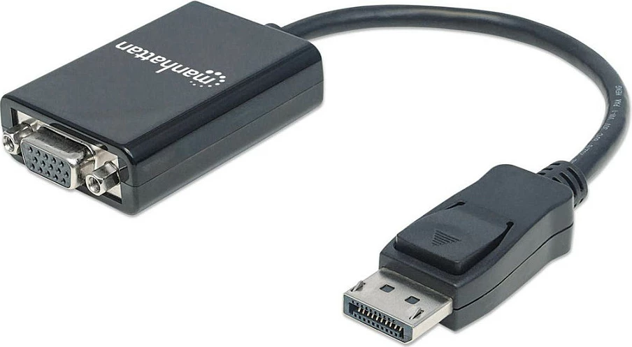 Kabllo konvertuese Manhattan DisplayPort në VGA, 15cm, aktive, 1920x1200/1080p, e zezë