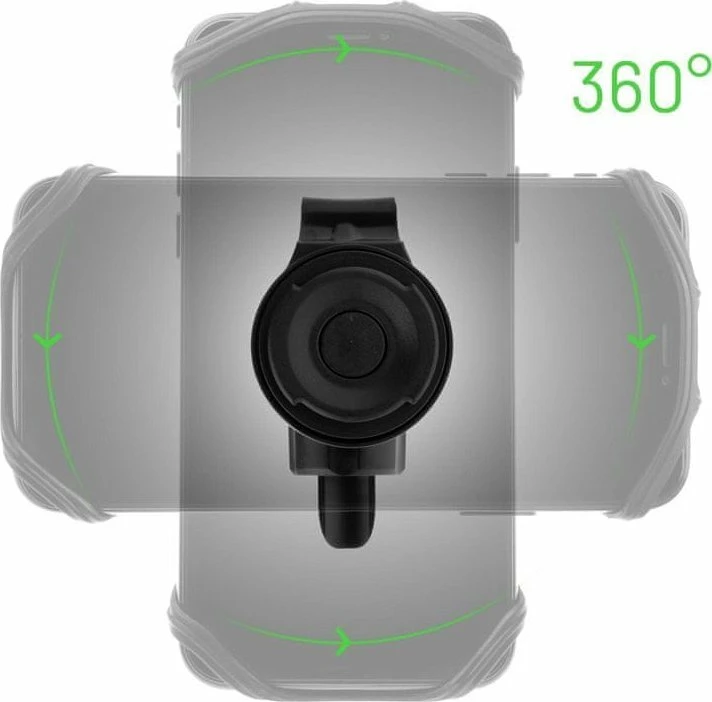 Mbajtëse telefoni për biçikletë Fixed Bikee 2, 4.0–6.5\", rrotullim 360°, e zezë