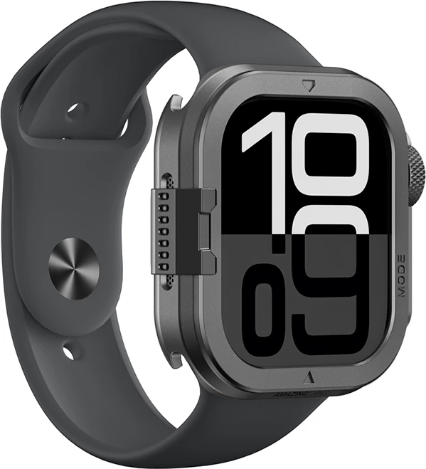 Mbështjellës metalik për Smartwatch, AmazingThing Titan Pro, për Apple Watch 11 46mm, alumin mat, i zi