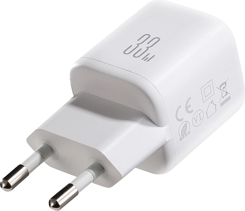 Karikues muri Joyroom JR-TG7 33W USB-A + USB-C, me kabllo USB-C në USB-C 1m 60W, i bardhë