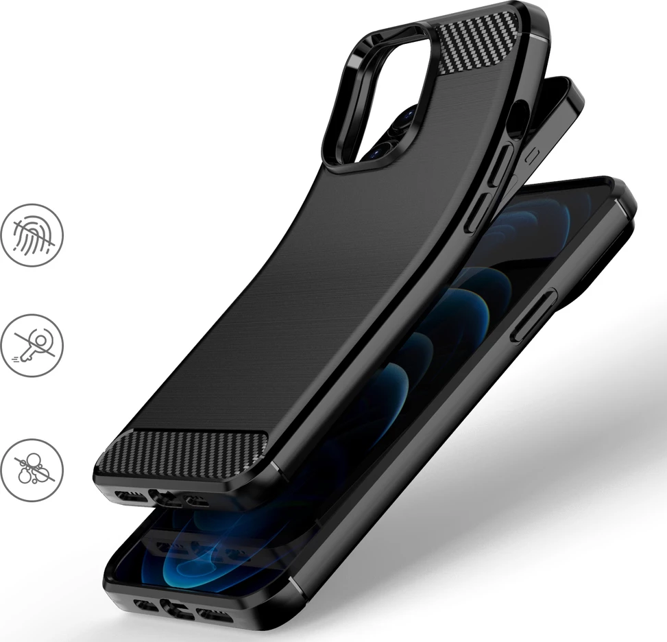 Mbështjellës Hurtel Carbon Case për iPhone 13 Pro, TPU, i zi